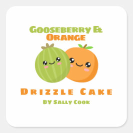 Stachelbeere und orangefarbener Tropfkuchen Quadratischer Aufkleber