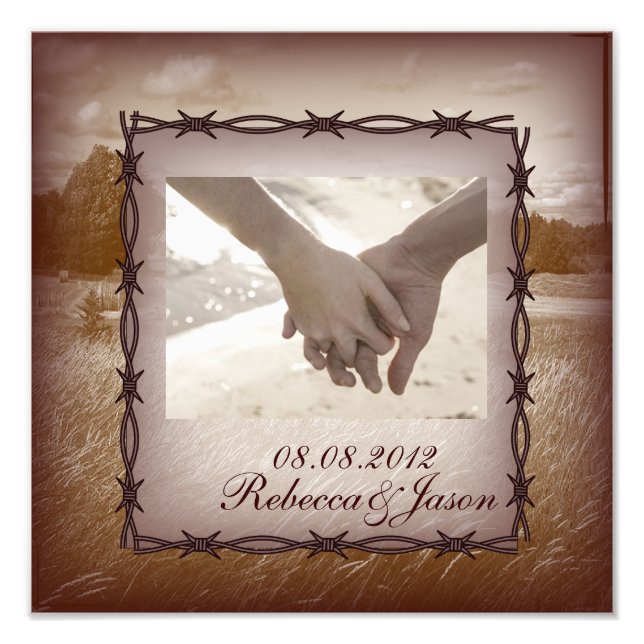 Stacheldraht Western Hochzeit Fotodruck (Vorne)