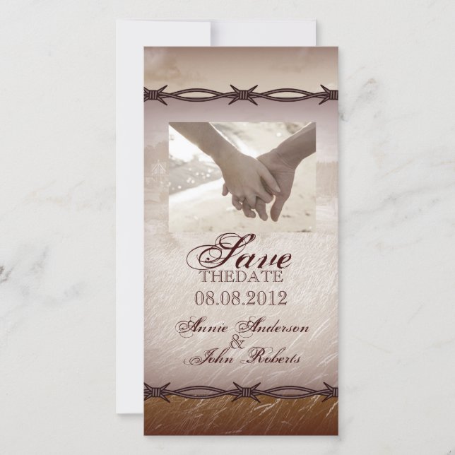 Stacheldraht Western Hochzeit Save the Date (Vorderseite)