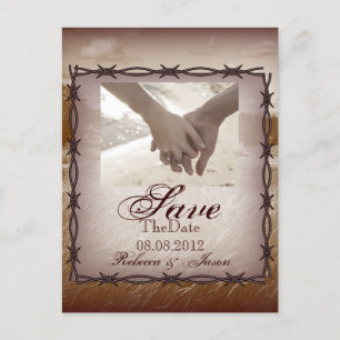 Stacheldraht-Westernland, das Save the Date Ankündigungspostkarte