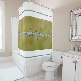 Stacheldrahtzaun - mit weiß - duschvorhang