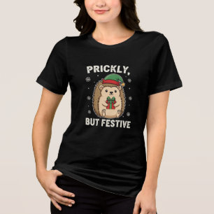 Stachelig aber festlich – Süßer Igel Weihnachten Tri-Blend Shirt