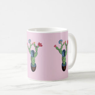 Stacheliger Kaktus mit Blumen Tasse