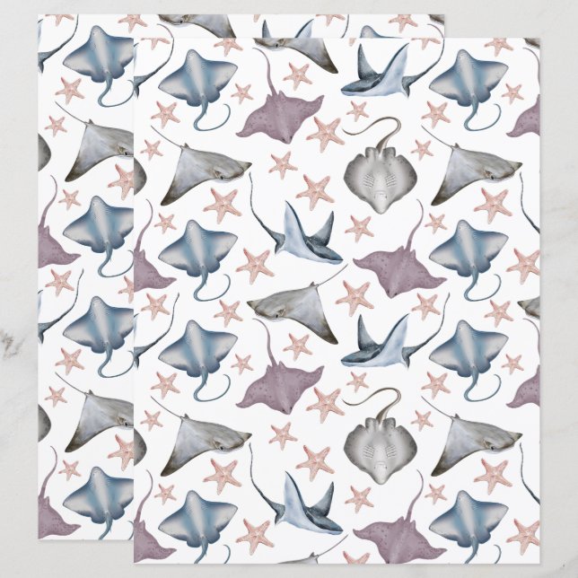 Stachelrochen Scrapbook Papier (Vorne/Hinten)