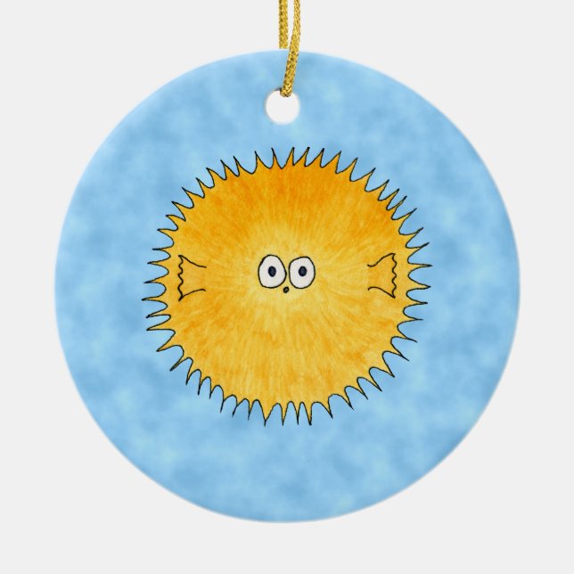 Stachelschwein-Fische Keramikornament (Vorne)