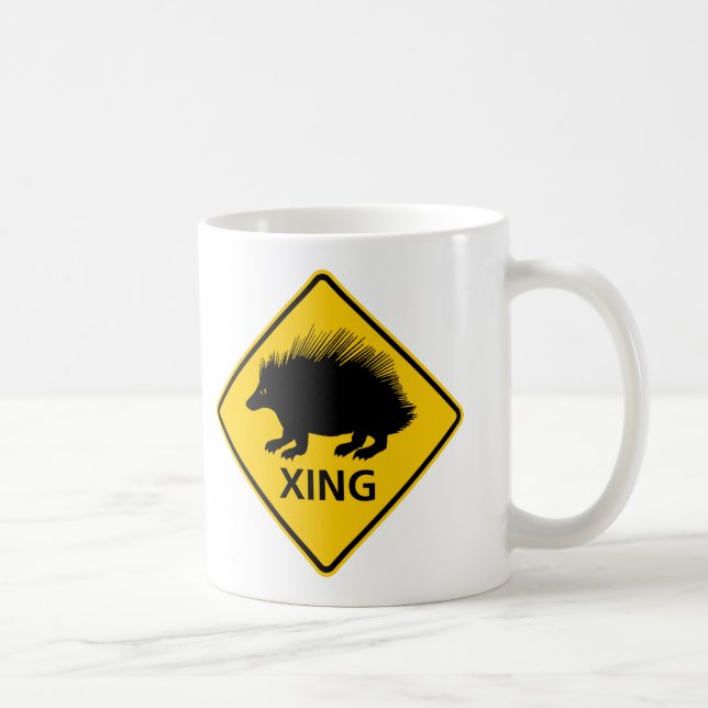Stachelschwein-Überfahrt-Landstraßen-Zeichen Kaffeetasse (Rechts)