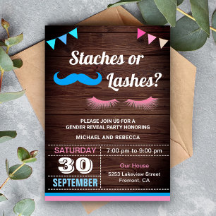 Staches oder Wimpern Geschlechtsenthüllungsfeier Einladung