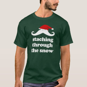 Staching durch das lustige mustach Weihnachten des T-Shirt