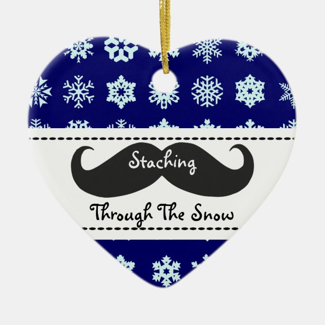 Staching durch den Schnee am Weihnachten Keramik Ornament (Vorne)