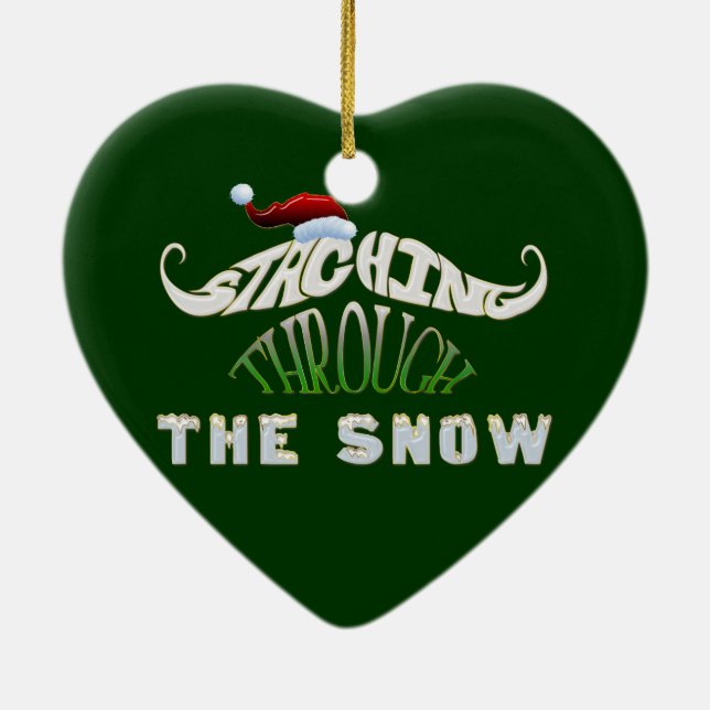 Staching durch den Schnee Keramikornament (Hinten)