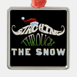 Staching durch den Schnee Silbernes Ornament
