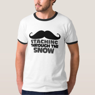 Staching through the Snow Mustache Spaß T-Shirt