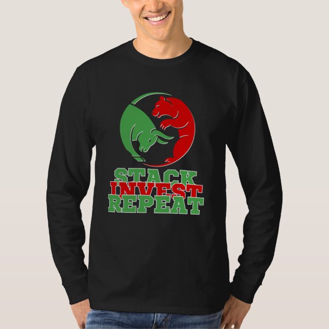Stack Invest Repeat™ Wealth Builder Bulls & Bears T-Shirt (Vorderseite)