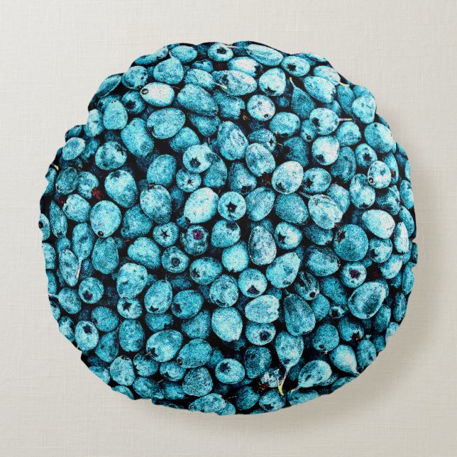 "Stack of Blueberry Fruit" Niedliches Foto. Jetzt  Rundes Kissen (Vorderseite)