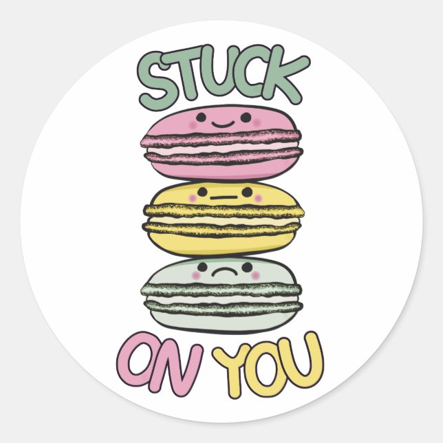 Stack of Cute Kawaii Macarons Runder Aufkleber (Vorderseite)