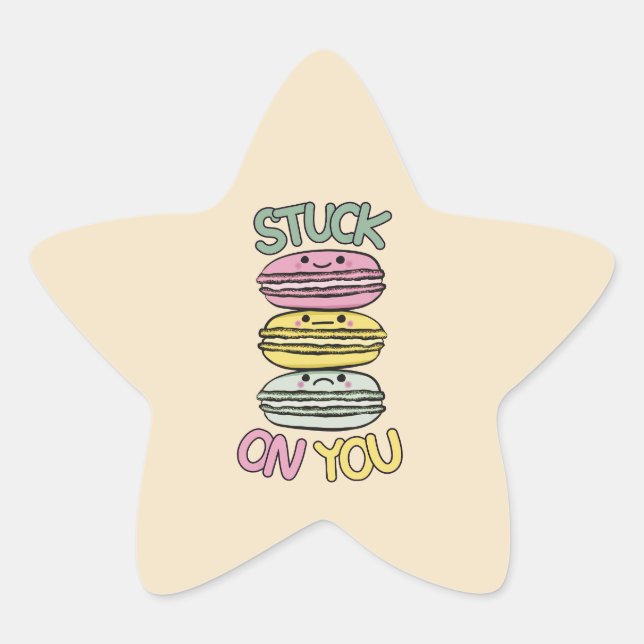 Stack of Cute Kawaii Macarons Stern-Aufkleber (Vorderseite)