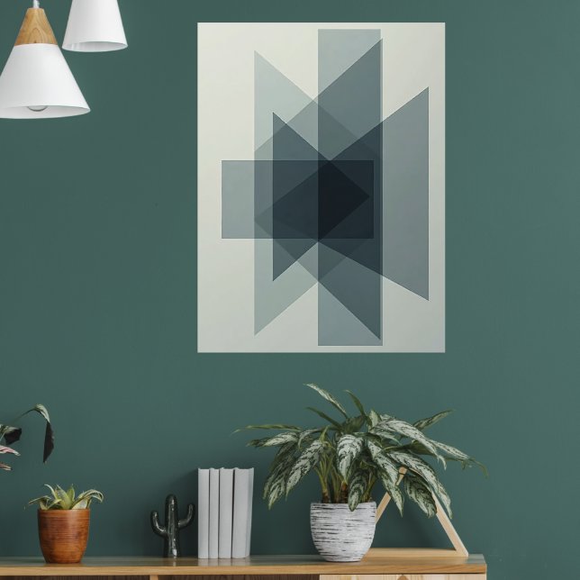 Stacked Illusions: Monochromatic Geometric Depth Poster (Wohnzimmer 1)