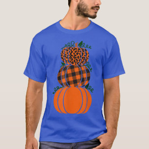 Stacked Pumpkins Leopard Print Pläd Print Fall Au T-Shirt