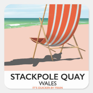 Stackpole Quay Wales Beach Travel Poster Quadratischer Aufkleber
