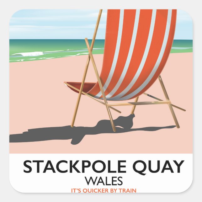 Stackpole Quay Wales Beach Travel Poster Quadratischer Aufkleber (Vorderseite)