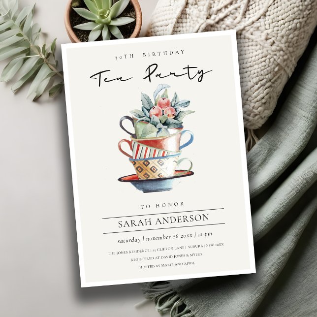 Stacks Jegliche Altersklasse Tee Party laden ein Dankeskarte (Von Creator hochgeladen)