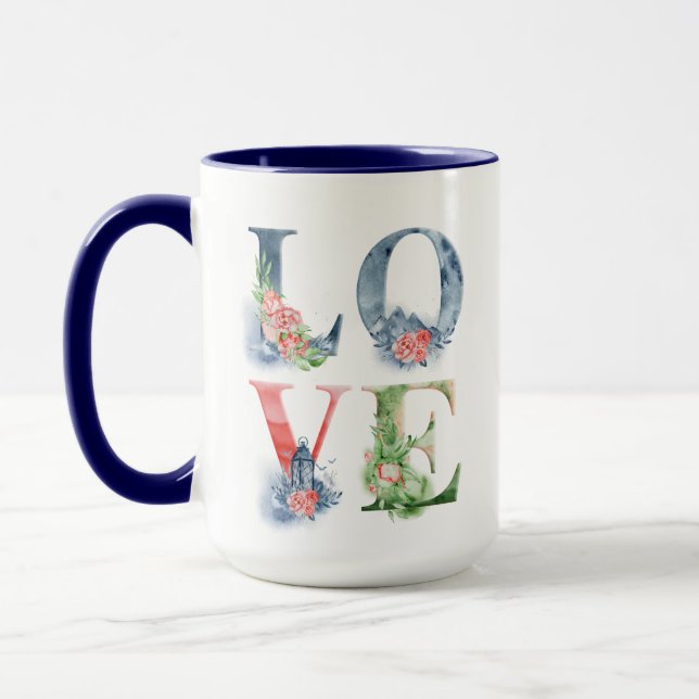 Stacks Liebe Split Graphic Floral Print Coffee Tasse (Links)