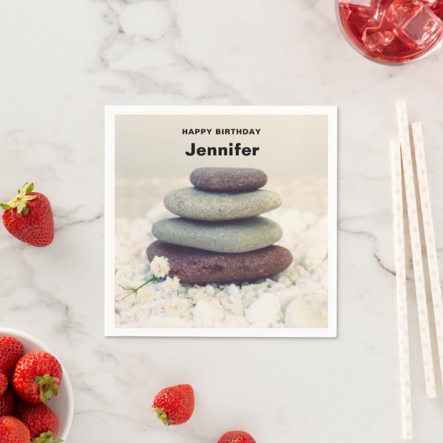 Stacks Meditative Cairn Geburtstag Serviette (Beispiel)
