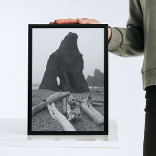 Stacks Schwarz und Weiß am Küstenmeer Fotodruck