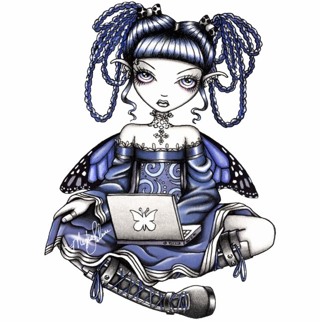 Stacy blaue Labrador-Spitzen-feenhafte Freistehende Fotoskulptur (Vorne)