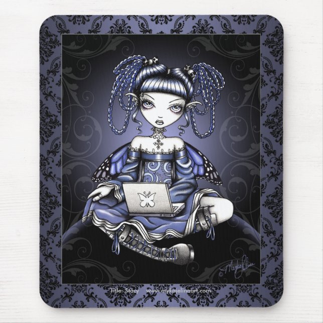"Stacy" niedliche blaue Schoss-Spitzen-feenhafte Mousepad (Vorne)