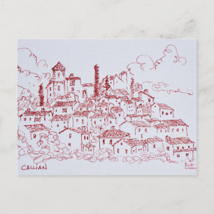 Städchen Callian auf einem Hügel   Südfrankreich Postkarte
