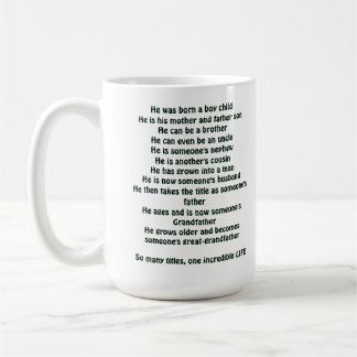 „Stadien des Lebens eines Mannes T-Shirt“ Kaffeetasse