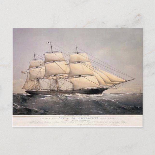 Stadt Adelaide Clipper Schiff 1800 Postkarte (Vorderseite)