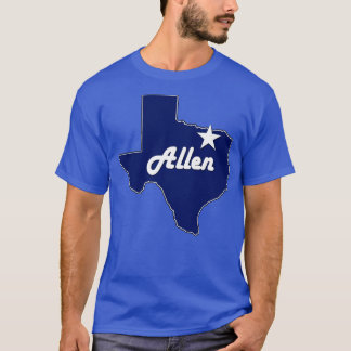 Stadt Allen Texas Lone Staat Map Navy Blue T-Shirt