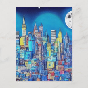Stadt am Abend A.I. arbeiten nur für Sie. Postkarte