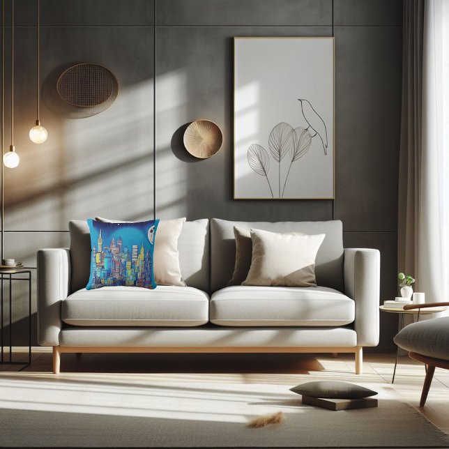 Stadt am Abend nur für Sie. Kissen (City at Night lovely throw pillow gift for the traveler you know.)