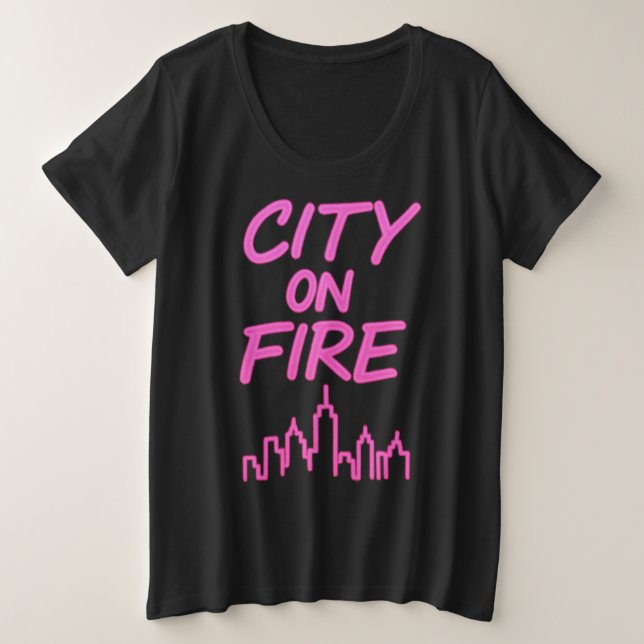 Stadt am Feuer Große Größe T-Shirt (Design vorne)
