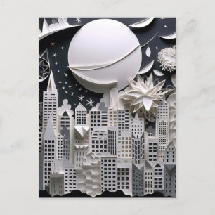 Stadt am nächtlichen Hintergrund der Landschaft Postkarte