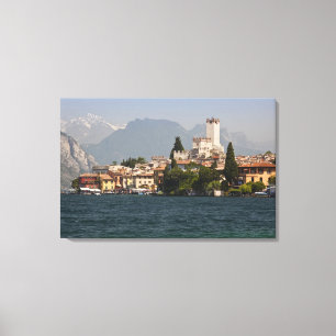 Stadt am See, Malcesine, Provinz Verona, Italien Leinwanddruck