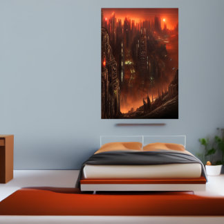 Stadt am Tor zur Hölle | AI Art Poster