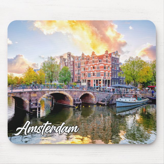 Stadt Amsterdam, Niederlande Mousepad (Vorne)