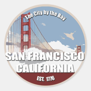 Stadt an der Bucht, San Francisco Kalifornien Runder Aufkleber