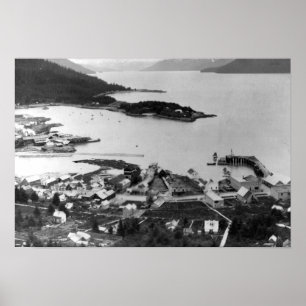 Stadt-Ansicht von Wrangell, Alaska-Fotografie Poster