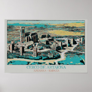 Stadt Artajona, Navarra, Spanien Poster