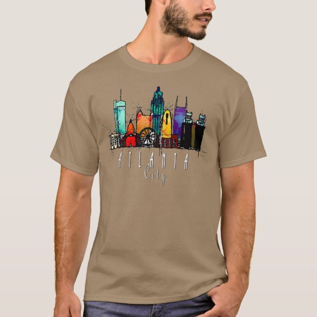Stadt Atlanta GA Wasserfarbe T-Shirt (Vorderseite)