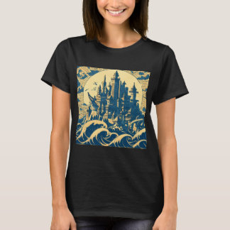 Stadt Atlantis 3 - Holzschnitt T-Shirt