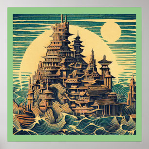 Stadt Atlantis 4 - Holzbau Poster
