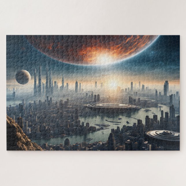 Stadt auf einem anderen Planeten Puzzle (Horizontal)