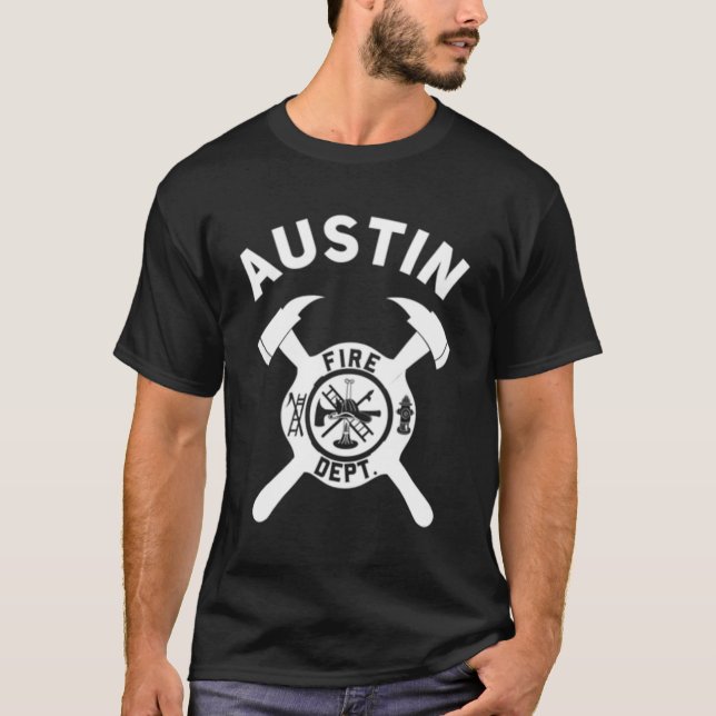 Stadt Austin Feuer Dept Texas Feuerwehrmann T-Shirt (Vorderseite)
