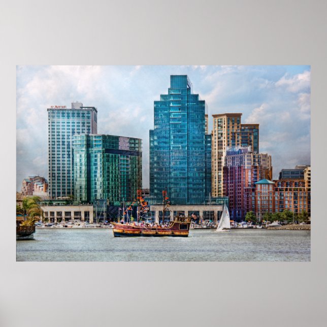 Stadt - Baltimore MD - Hafen Ost Poster (Vorne)